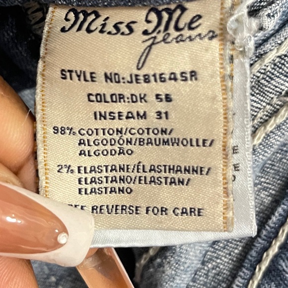 Miss Me Jeans Size 27 Blue Signature Skinny Leg Low Rise Denim Bottoms - Picture 10 of 13